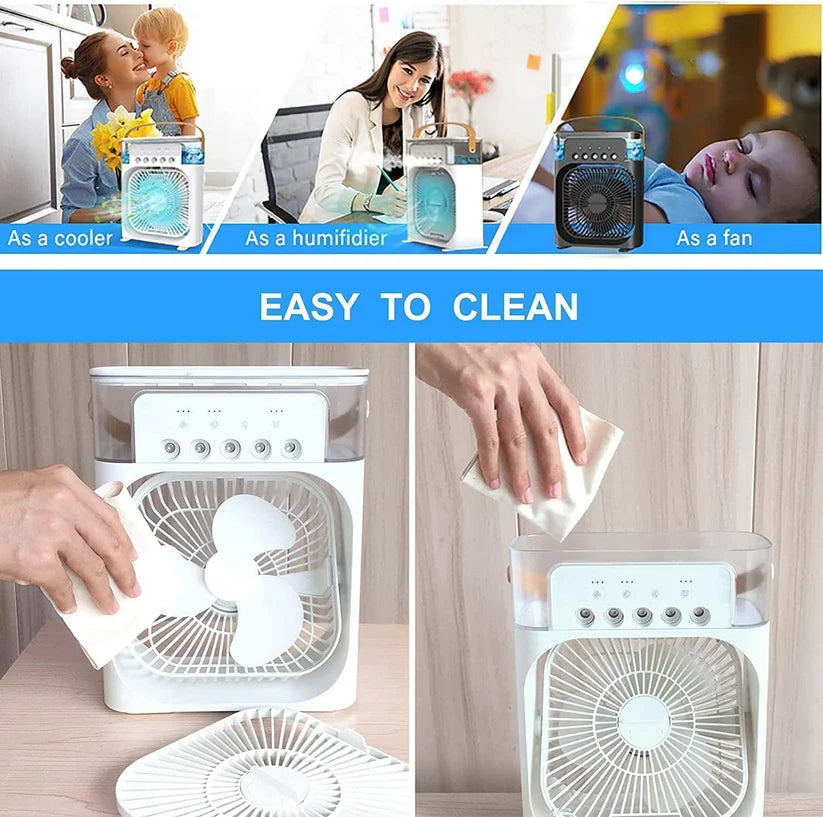 3-in-1 Portable USB Air Cooler & Mini Humidifier Fan